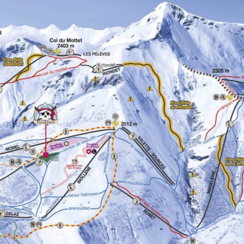 kaart skipistes Valmorel en Saint Francois Longchamp